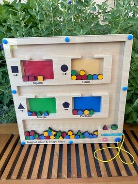 Magnetic Color & Shape Maze Board Toy - Blue/Red/Green/Yellow